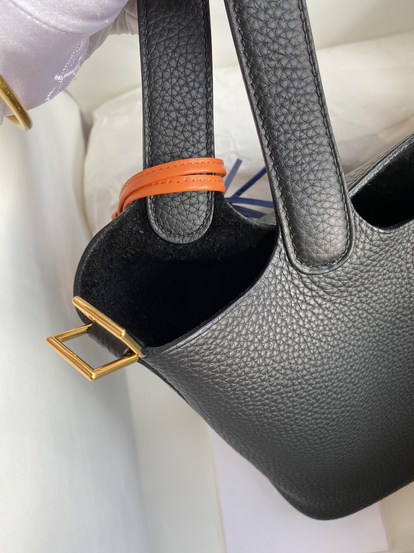 에르메스 피코탄 락22 블랙 금장 소가죽